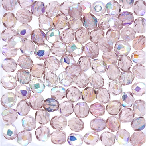 Buy Faceted beads of bohemian light amethyst ab 4mm (100)