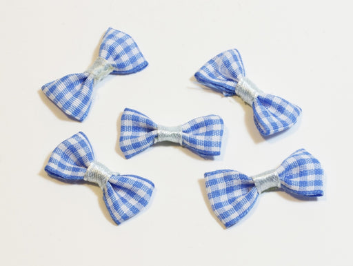 Buy Lot of 5 small bow ties in Vichy fabric - Blue - 30mm