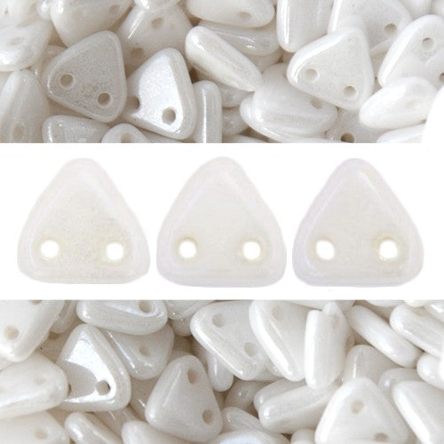 Buy 2-hole pearl CzechMates triangle luster opaque white 6mm (10g)