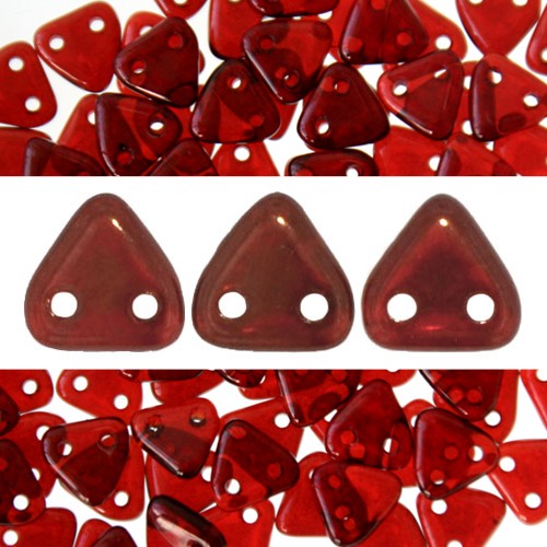 Buy Pearls 2 holes CzechMates triangle silversheen ruby 6mm (10g)