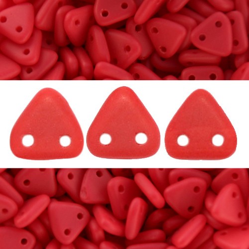 Buy Beads 2 hole czechmates triangle matte opaque red 6mm (10g)