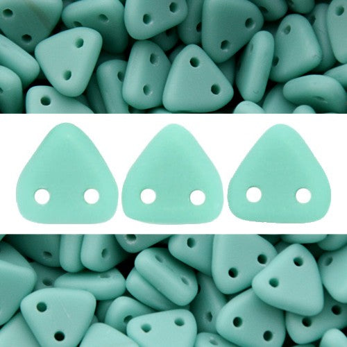 Buy Pearls 2 holes CzechMates triangle matte turquoise 6mm (10g)
