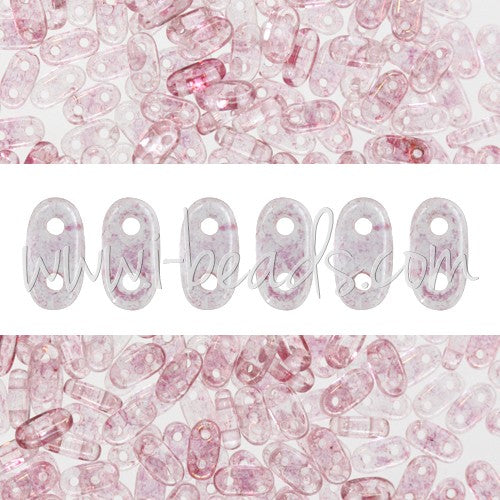 Buy Perles 2 trous CzechMates Bar 2x6mm Luster Transparent Topaz Pink (10g)