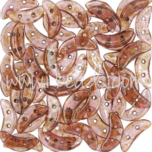 Buy 2-hole pearl CzechMates Crescent 3x10mm luster pink gold topaz (5g)
