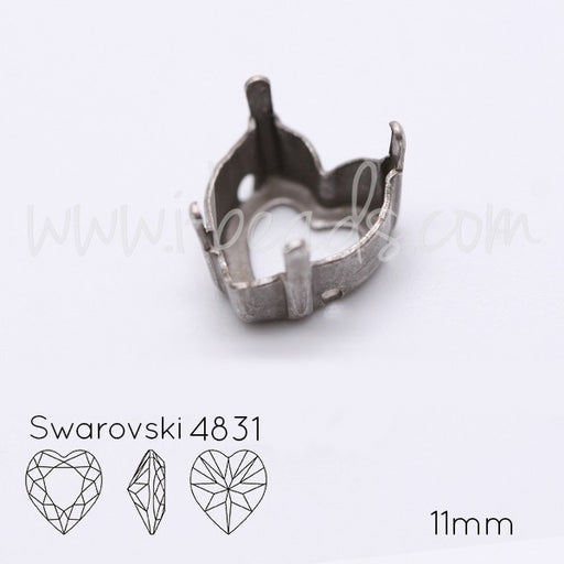 Buy Sewing for Crystal Heart 4831 11mm AGEILLI Silver (2)