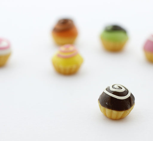 Buy miniature cupcake dark chocolate in pate fimo - gourmet decoration in polymer pate