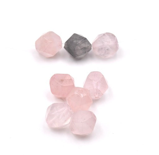 Buy Natural Rose Quartz Beads, Polygon, Facette, 10x9 mm, Hole: 1 mm (X3 Units)
