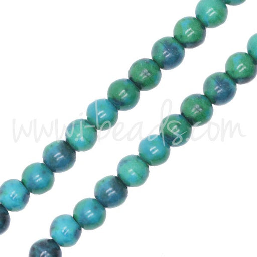 Buy Azurite Chrysocolle 4mm round pearls on wire (1)