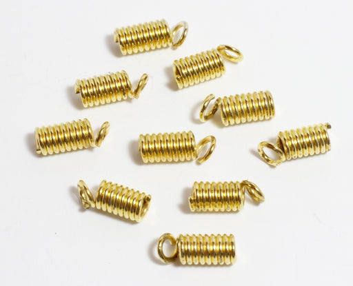 Buy x10 3mm gold spring cord tips