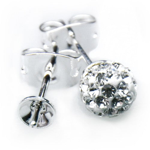 Buy Earlings for beads to mount 6mm silver plated metal (2)