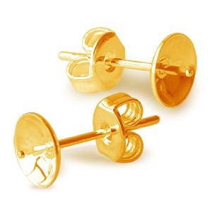 Acheter au détail Clou d'oreilles pour perles à monter 8mm métal plaqué or (2)