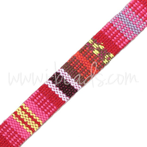 Buy Pink ethnic cotton flat cord 10mm (1m)