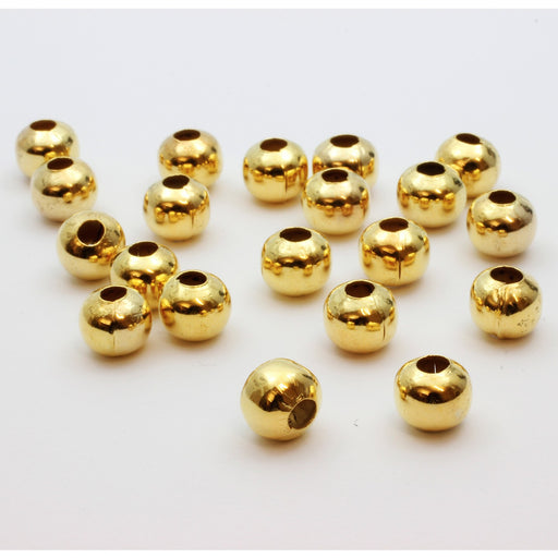 Buy Metallic Round Beads X20pcs - Golden 8mm - Set of Metal Beads