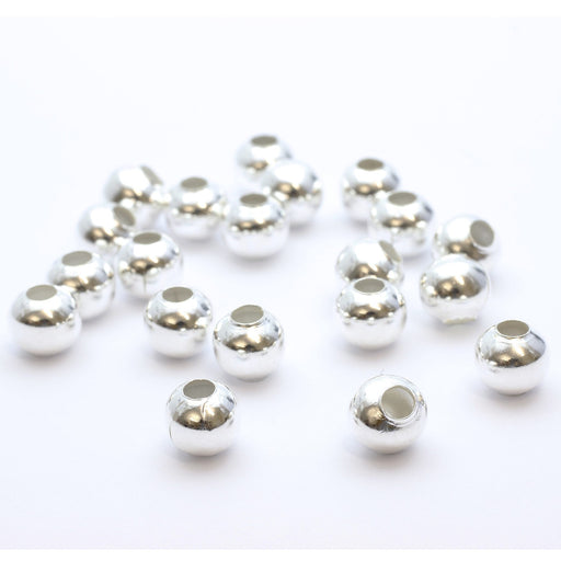 Buy round metallic beads x20pcs - silver 8mm - lot of metal beads