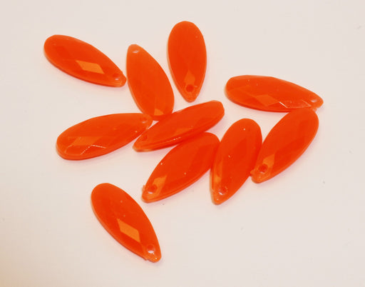 Vente x10 perles larmes 20x8x4 mm oranges à facettes en acrylique