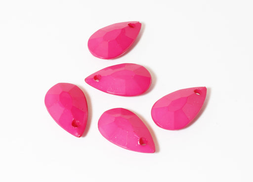 Vente au détail x5 perles à facettes roses fuchsia en forme de larme 20x12mm