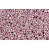 Vente cc771 perles de rocaille Toho 15/0 rainbow crystal/strawberry lined (5g)