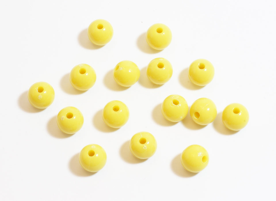 Vente en gros Lot de 15 Petites perles rondes jaunes 8mm