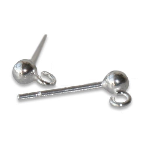 Buy 3mm ball earring with silver ring 925 (2)