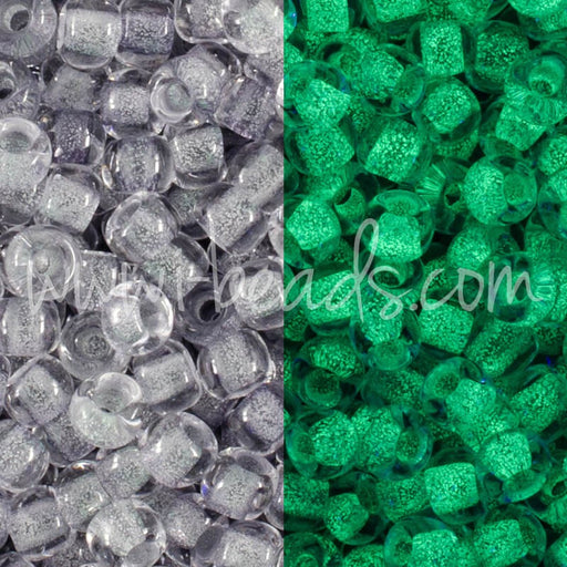 Buy cc2725 - perles de rocaille Toho 11/0 Glow in the dark gray crystal/bright green (10g)