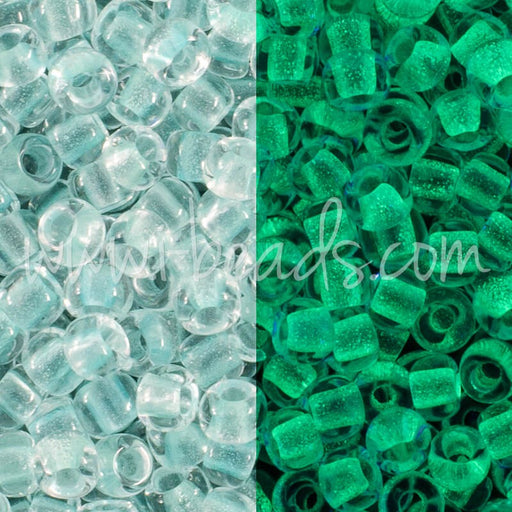 Buy cc2723 - perles de rocaille Toho 11/0 Glow in the dark baby blue/bright green (10g)