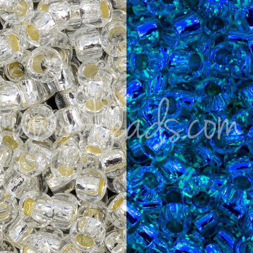 Buy ccPF2700S - perles de rocaille Toho 8/0 Glow in the dark silver-lined crystal/glow green permanent finish (10g)