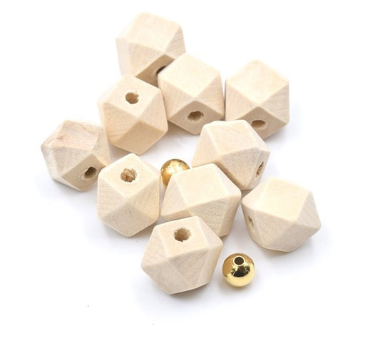 Buy Natural wood beads polygon shape 12 mm (ss lead)Hole: 2 to 3 mm (X10)