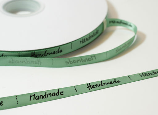 Buy Handmade 9mm green satin ribbon - sold by the meter