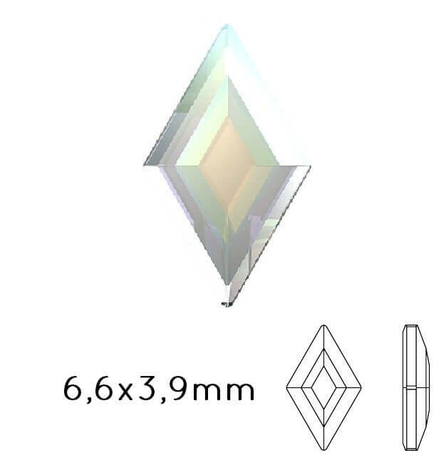 2773 Cristal flat back Diamand Shape rhinestones crystal AB 6.6x3.9mm (5) - LaMercerieDesCopines