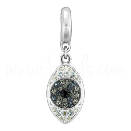 Buy cristal 86564 BeCharmed pavé eye charm 14mm rhodium jet hematite-black diamond (1)