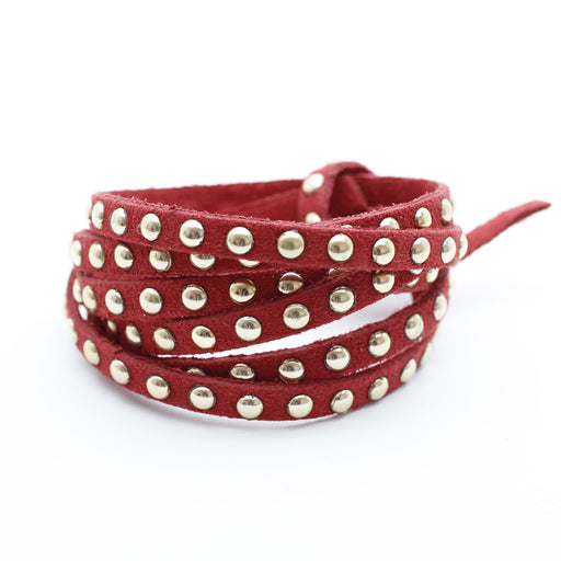 Buy 6mm brick red studded suede - suede cord per metre