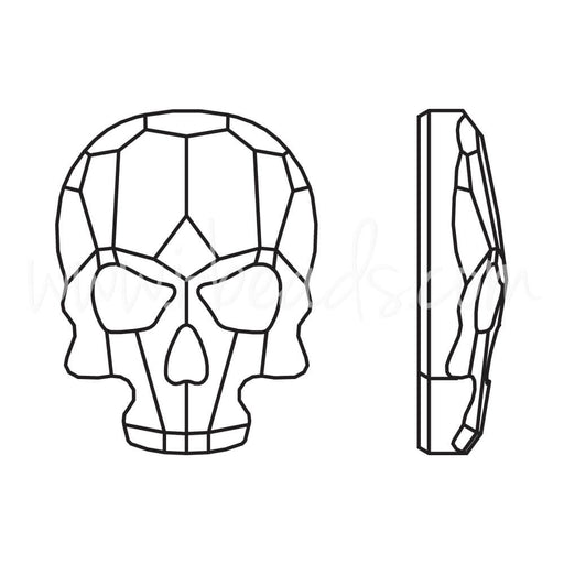 Strass à coller Cristal 2856 skull flat back jet 14x10.5mm (1) - LaMercerieDesCopines