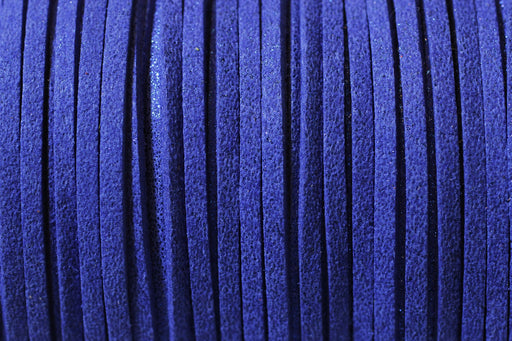 Creez suédine brillante bleue électrique 3mm cordon au mètre