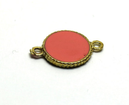 Buy Nice round golden connector in pink email double-sided 16x23x3 mm, hole: 2 mm