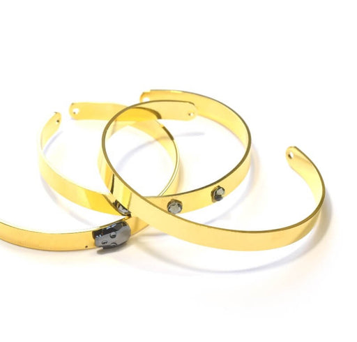 Vente au détail Bracelet jonc ajustable couleur plaqué doré 60 mm diametre (1)