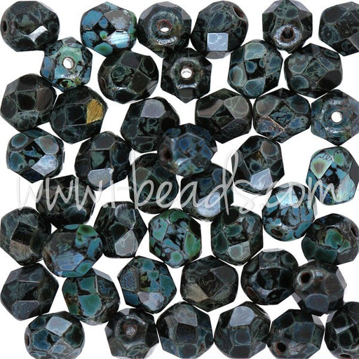 Buy Faceted Beads of Bohàme Jet Picasso 6mm (50)