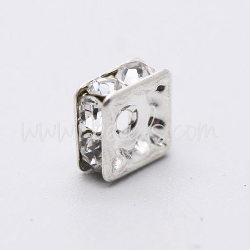 Buy Crystal square rhinestone on silver metal 6mm (2)