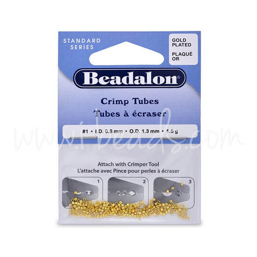 Buy 150 Pearls crush golden metal tube 1.3mm (1)