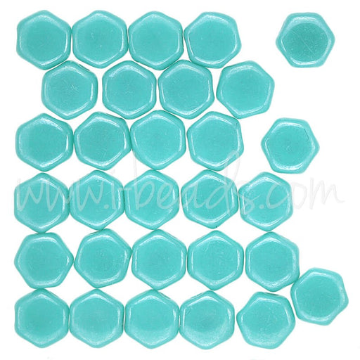 Buy Perles Honeycomb 6mm green turquoise shimmer (30)