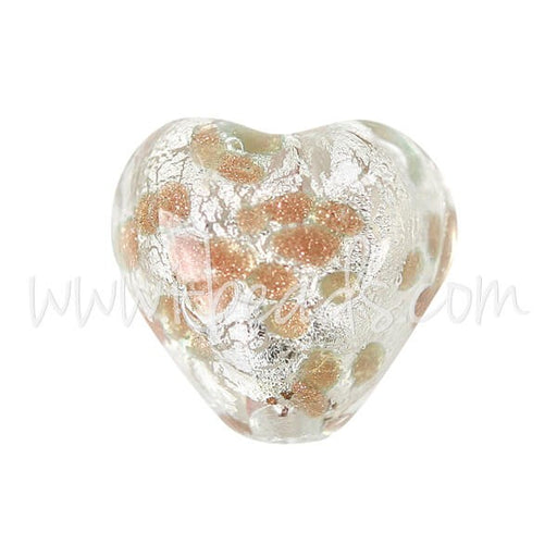 Buy Pearl of Murano heart gold and silver 10mm (1)