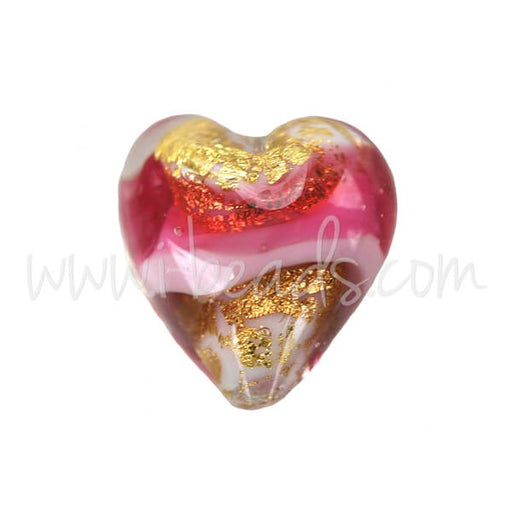 Buy Pearl of Murano pink heart and gold 10mm (1)