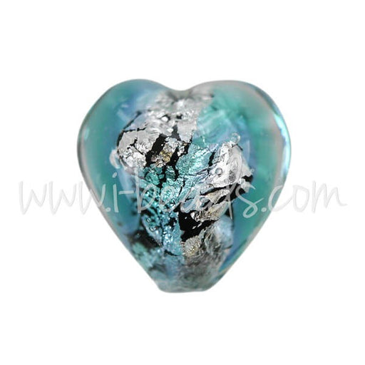 Buy Pearl of Murano heart blue and silver 10mm (1)