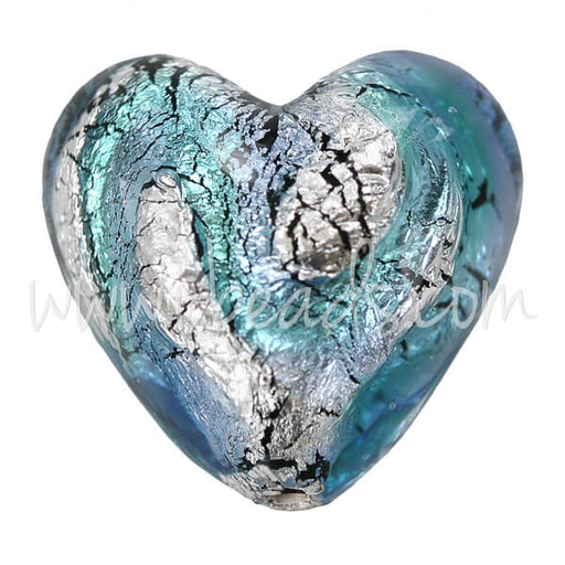 Buy Murano pearl blue heart and silver 20mm (1)
