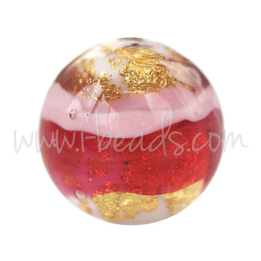 Buy Murano pearl round pink and gold 12mm (1)