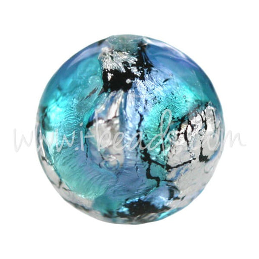 Buy Murano pearl round blue and silver 12mm (1)