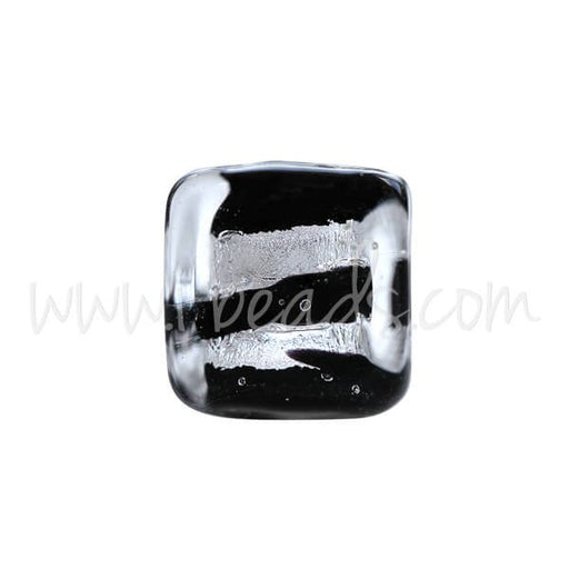 Buy Murano Pearl Cube Black and Silver 6mm (1)