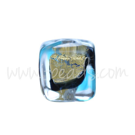 Buy Pearl of Murano Cube black blue and silver gold 6mm (1)