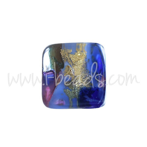 Buy Murano Pearl Cube Multicolored Blue and 6mm Gold (1)