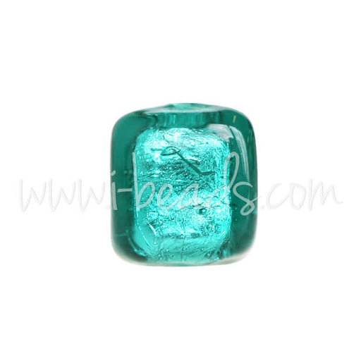 Buy Pearl of Murano Cube Emerald and Silver 6mm (1)