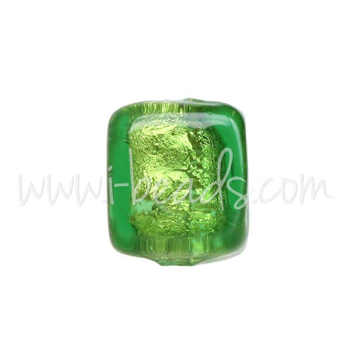 Buy Pearl of Murano Cube Green and Gold 6mm (1)